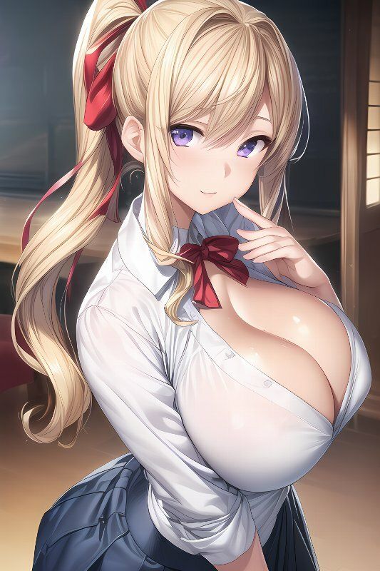 制服美少女 巨乳も下着も露わに サンプル2ページ目