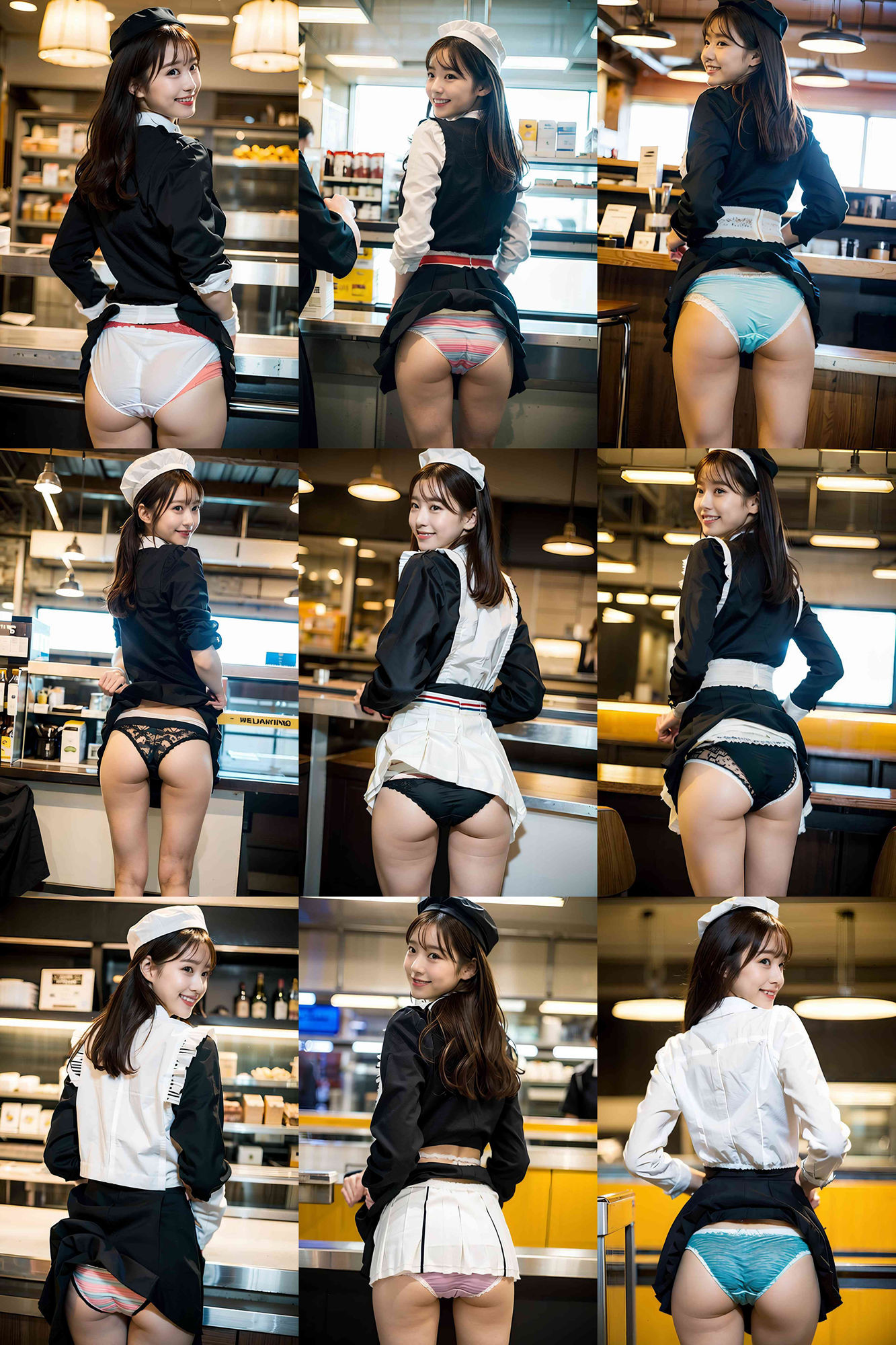 やけに丈の短いS級美女のメイド喫茶 サンプル1ページ目
