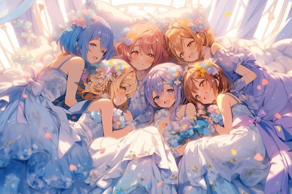 【ドレス美少女28】ウエディングドレス×アイドルグループ サンプル1ページ目