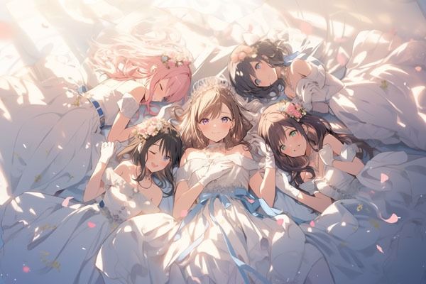 【ドレス美少女28】ウエディングドレス×アイドルグループ サンプル2ページ目