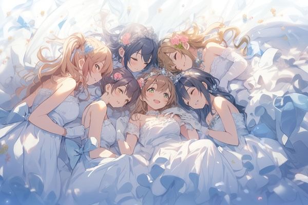 【ドレス美少女28】ウエディングドレス×アイドルグループ サンプル3ページ目