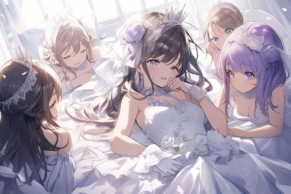 【ドレス美少女28】ウエディングドレス×アイドルグループ サンプル4ページ目
