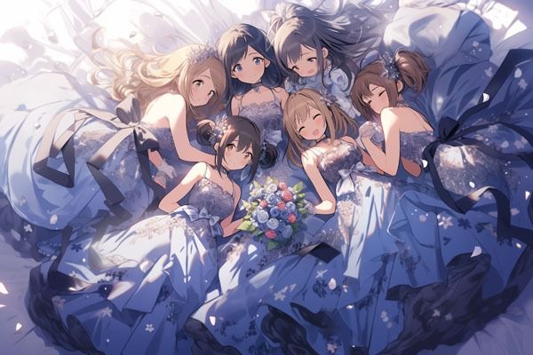 【ドレス美少女28】ウエディングドレス×アイドルグループ サンプル5ページ目