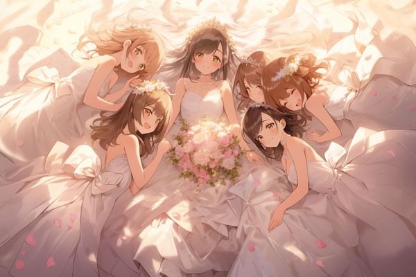 【ドレス美少女28】ウエディングドレス×アイドルグループ サンプル6ページ目