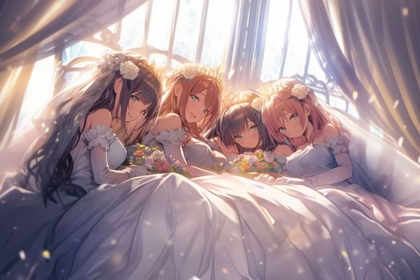 【ドレス美少女28】ウエディングドレス×アイドルグループ サンプル7ページ目