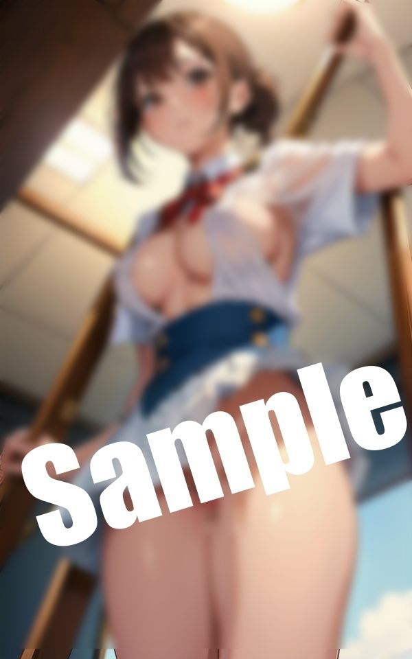 ノーパンを下から覗き見〜童顔の巨乳美女が恥ずかしい姿に… サンプル1ページ目
