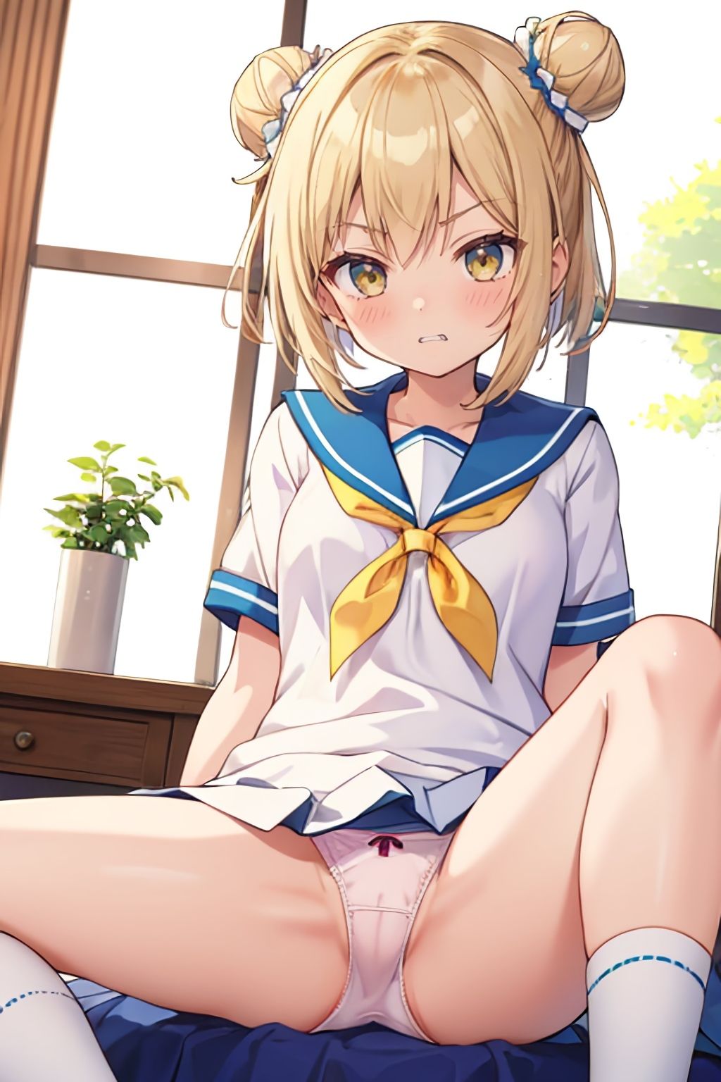 おパンツ拝見イラスト集 〜セーラー服女子校生・おすわり開脚編〜 サンプル4ページ目
