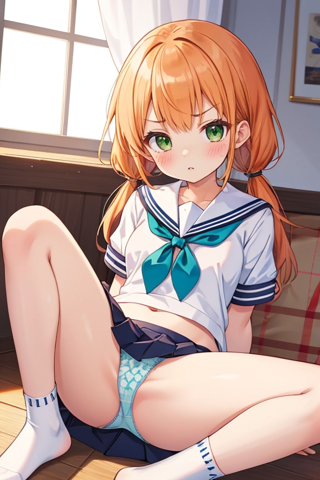 おパンツ拝見イラスト集 〜セーラー服女子校生・おすわり開脚編〜 サンプル8ページ目