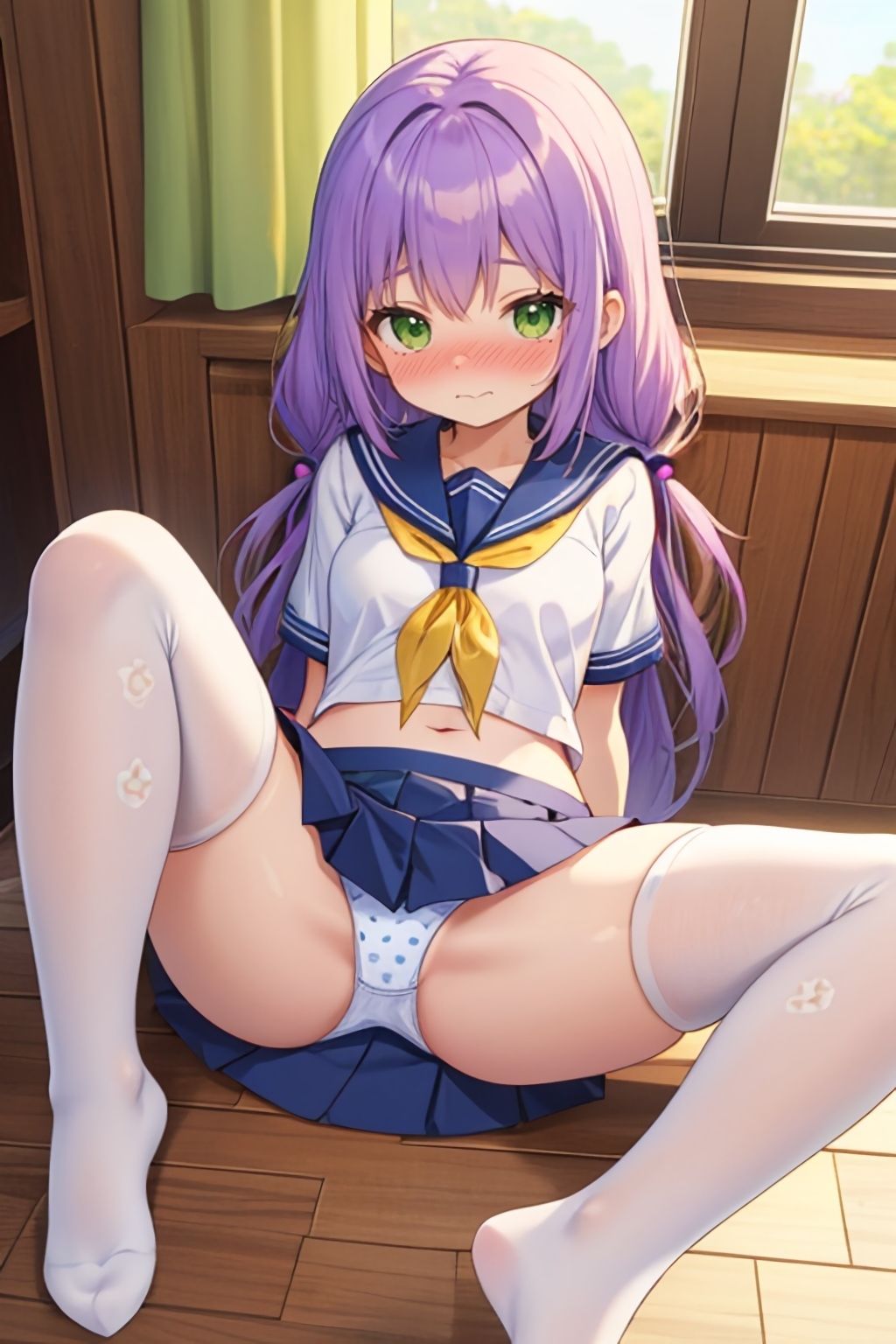 おパンツ拝見イラスト集 〜セーラー服女子校生・おすわり開脚編〜 サンプル10ページ目