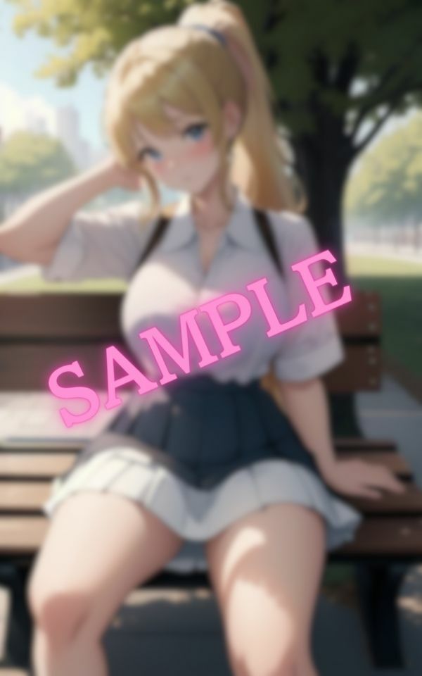公園を散歩しているとセクシーな爆乳ギャルがベンチに座っていた サンプル2ページ目