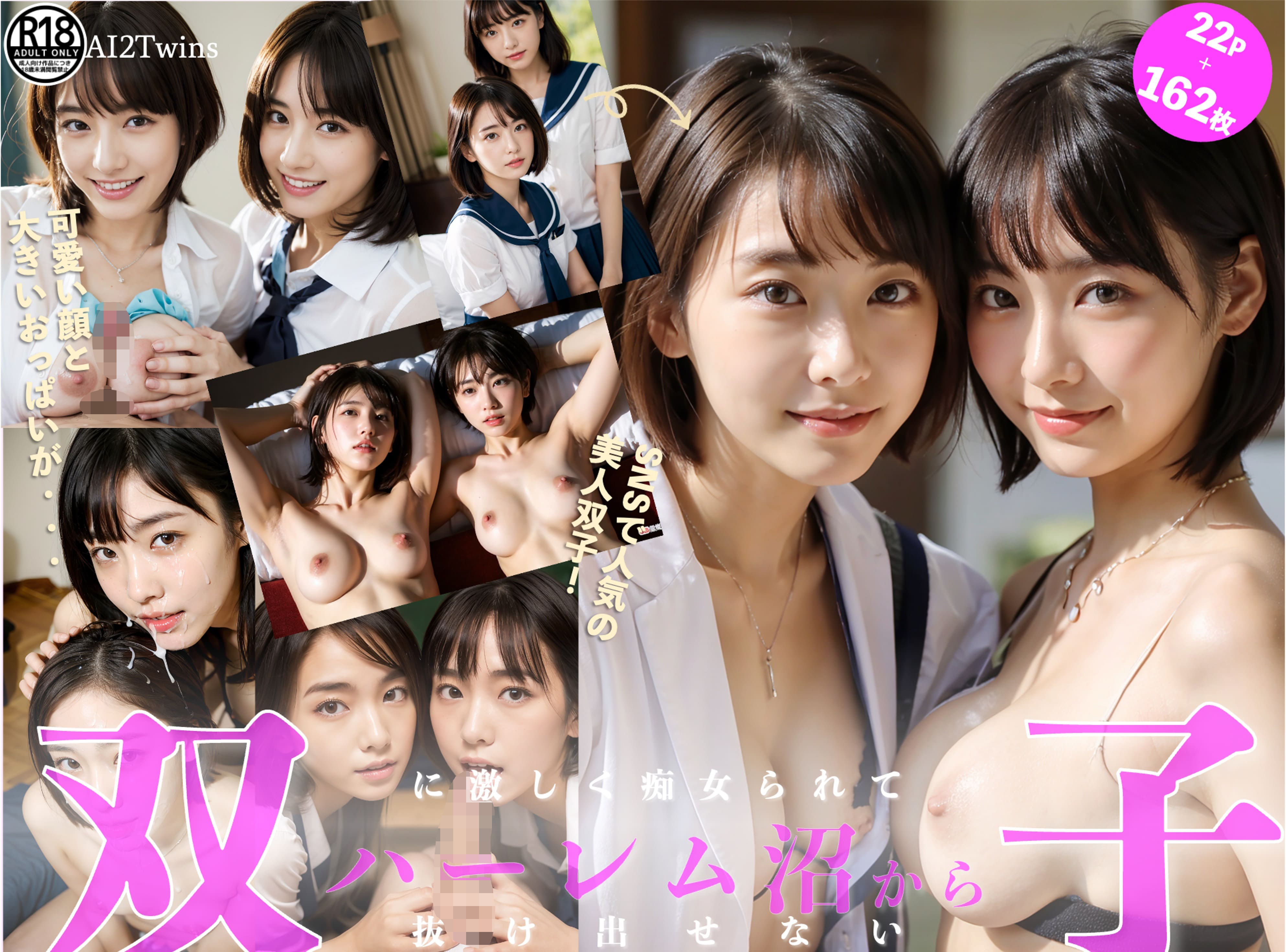 ［ストーリー＋大量画像！］美人双子に激しく痴女られてハーレム沼から抜け出せない サンプル1ページ目