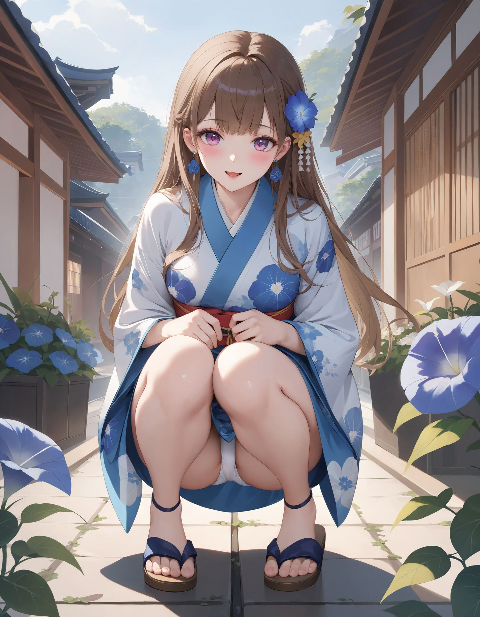 浴衣でしゃがみパンチラ サンプル1ページ目