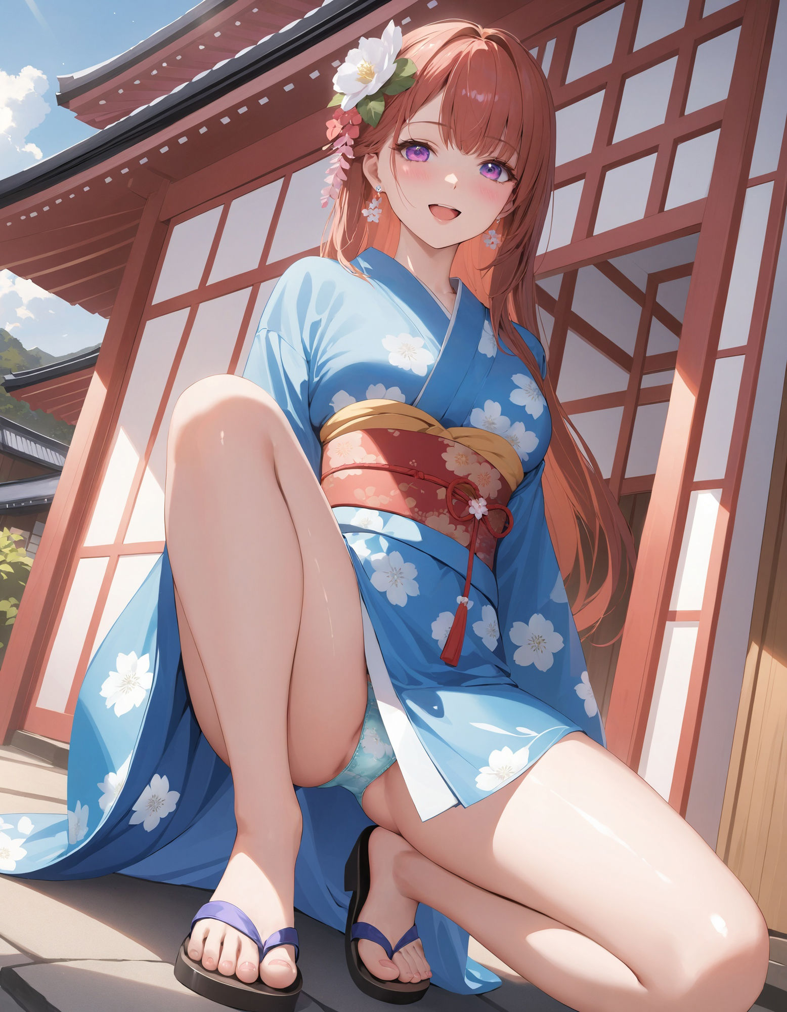 浴衣でしゃがみパンチラ サンプル2ページ目
