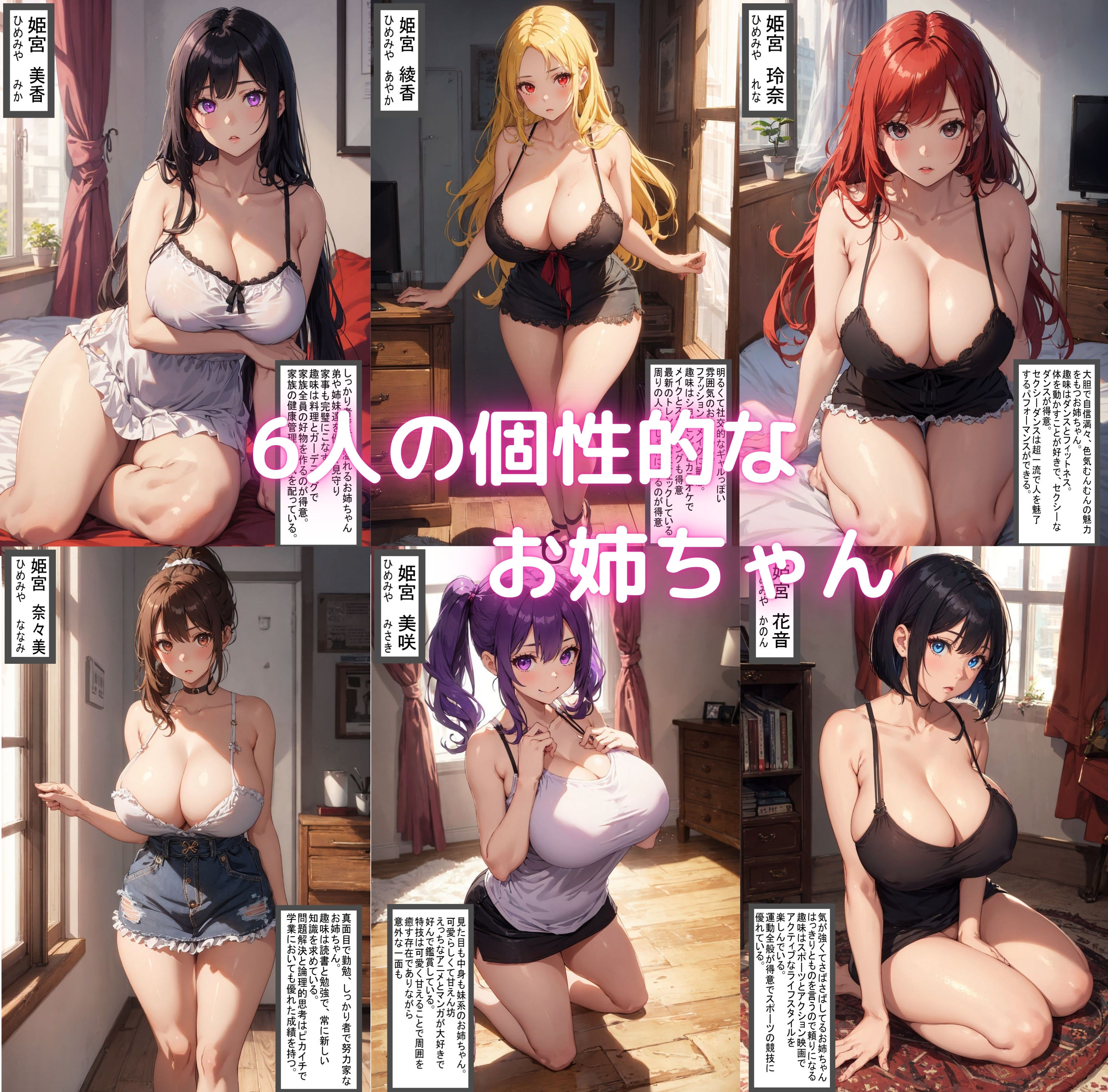 6人のえっちなお姉ちゃんと暮らす話 【セリフ付き】 サンプル1ページ目