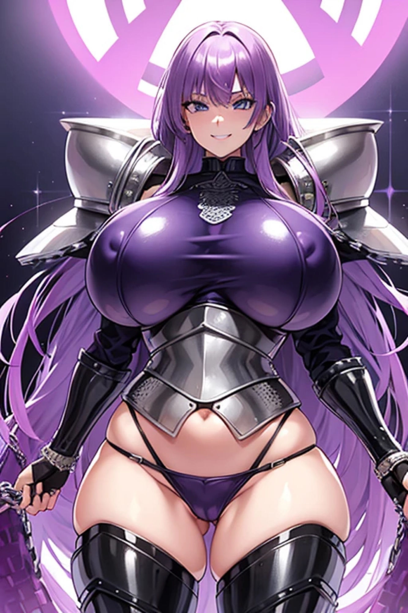 紫髪鎧娘のアレやコレ サンプル4ページ目