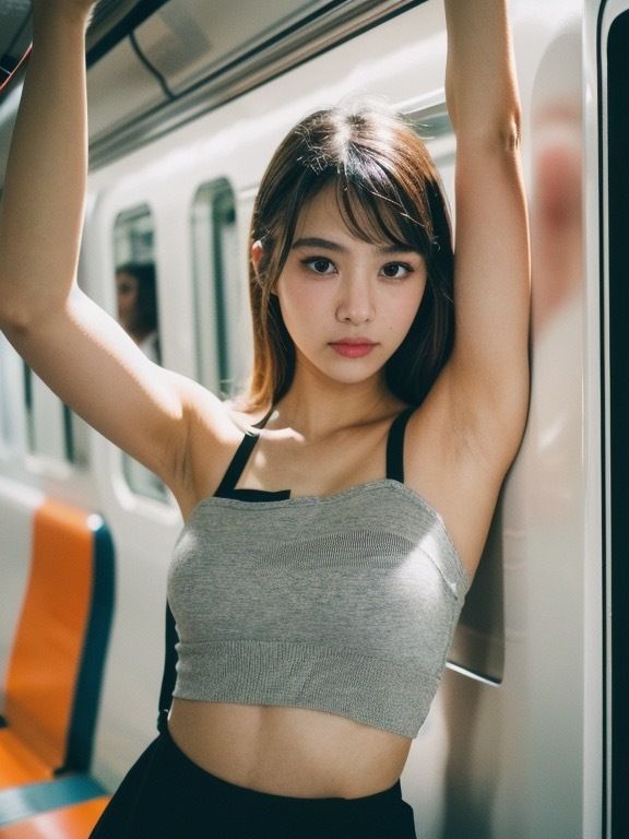 彼女の脇から目が離せない！電車内フェチズム全開写真集 サンプル1ページ目