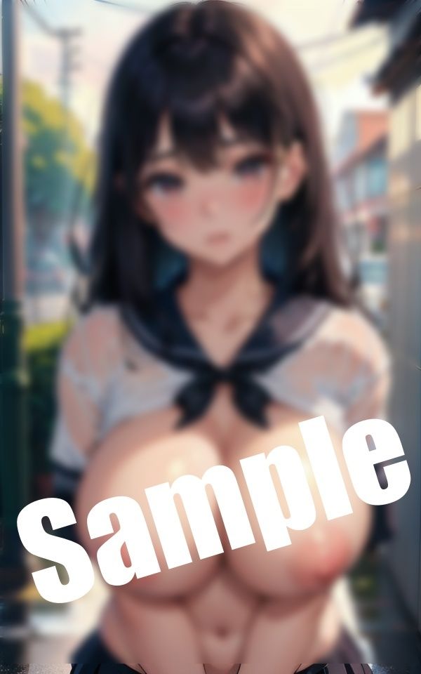 制服姿の巨乳美女が…屋外でおっぱいを大胆露出！ サンプル1ページ目
