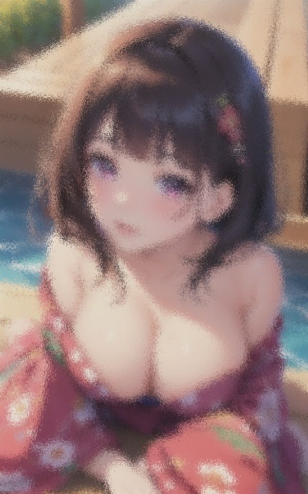 浴衣から覗く 巨乳の谷間 サンプル1ページ目