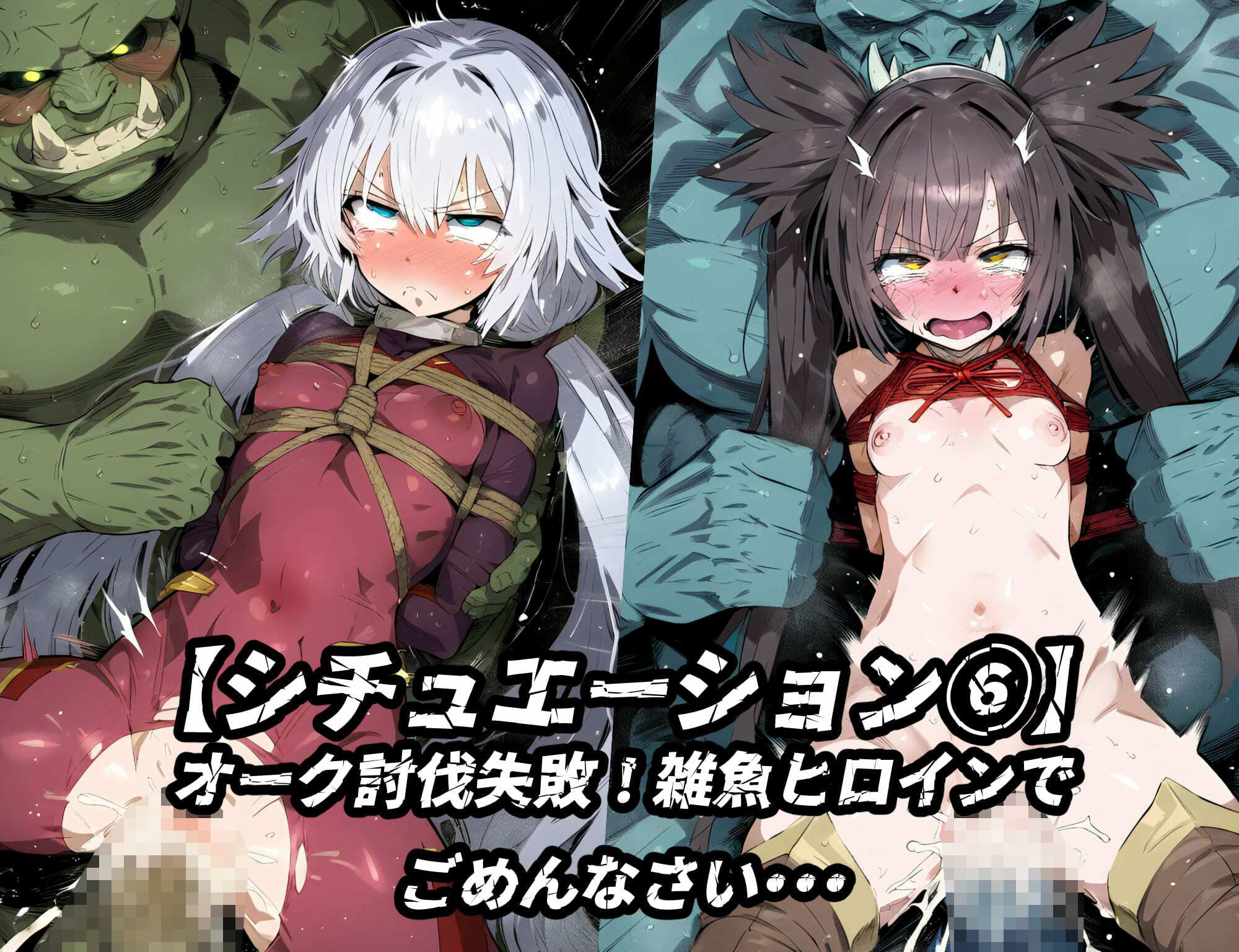 確定敗北アクメ！初心者ヒロイン雑魚モンスターに凌〇され連続絶頂！アヘ顔無様エロを晒す少女達！ サンプル7ページ目