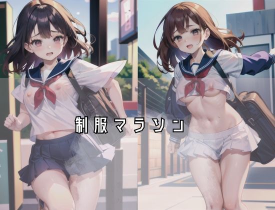 制服マラソン’ノーブラでおっぱいをみせながら走る’ただの変態、露出狂女子 サンプル1ページ目