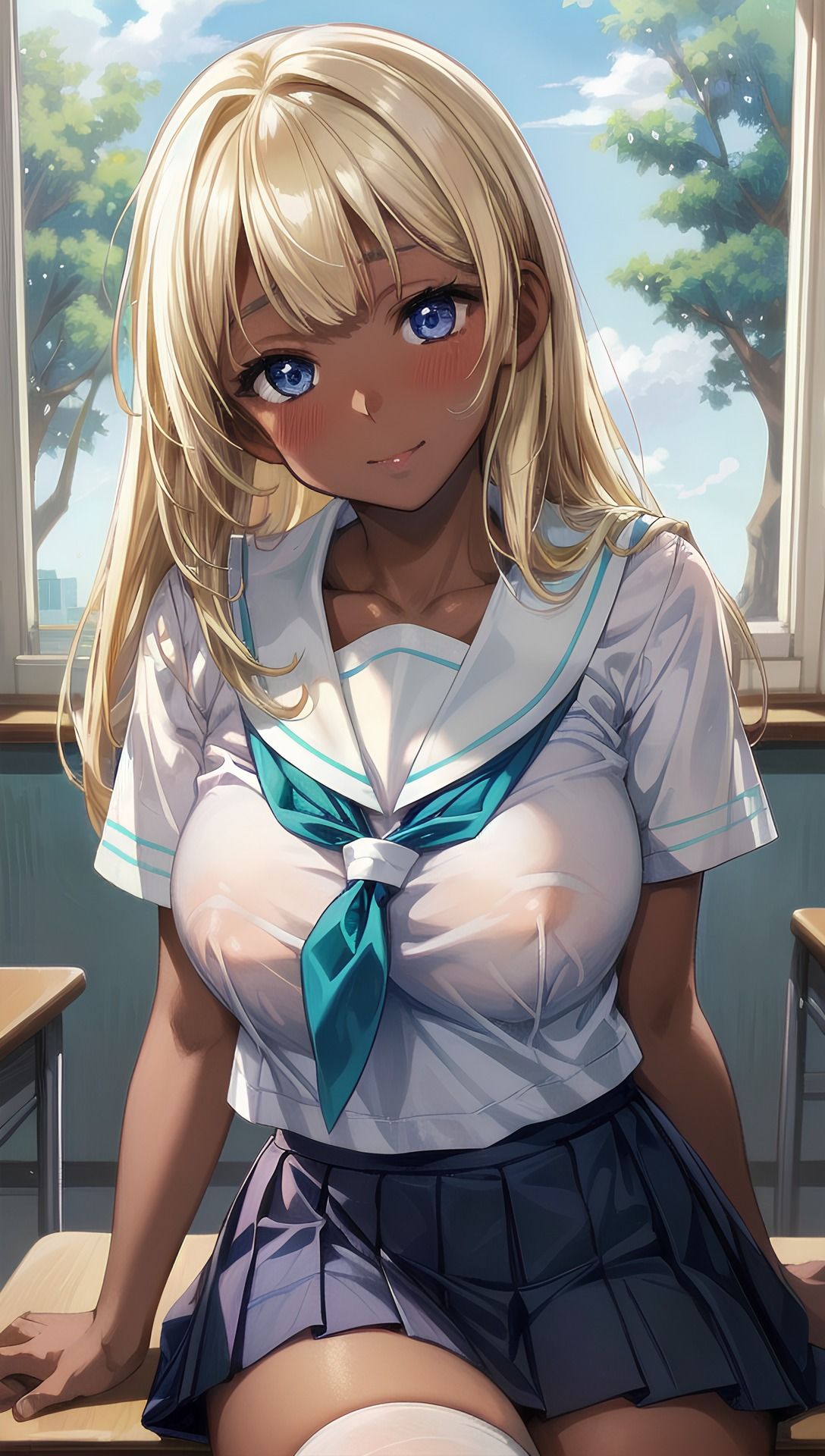 真面目な褐色金髪女子 サンプル1ページ目