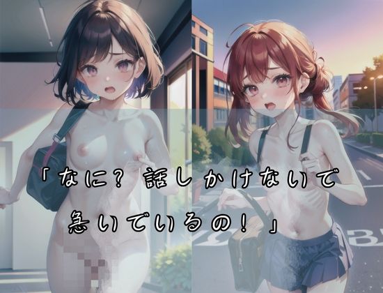 遅刻しそうで 急いでいる女の子「なに？話しかけないで 急いでいるの！え？おっぱい... あ、ブラ忘れちゃった」 サンプル2ページ目