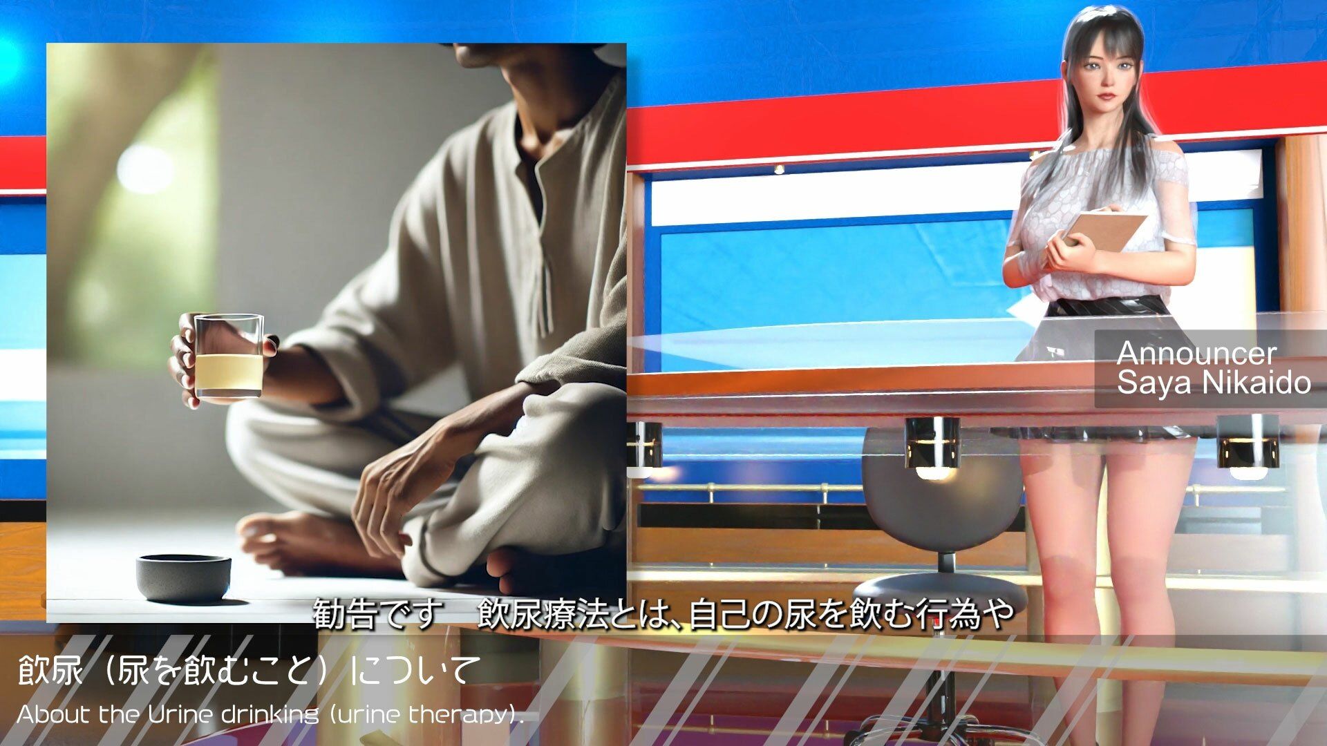 【△100】Let’s Speak English！！二階堂沙耶アナウンサーの変態ニュースジャパン（Hentai News Japan）＃007-J日本語版［飲尿（尿療法）について］ サンプル1ページ目