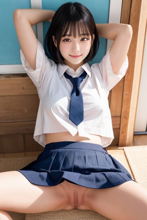 開脚女子校生2 黒髪ショート編 サンプル3ページ目