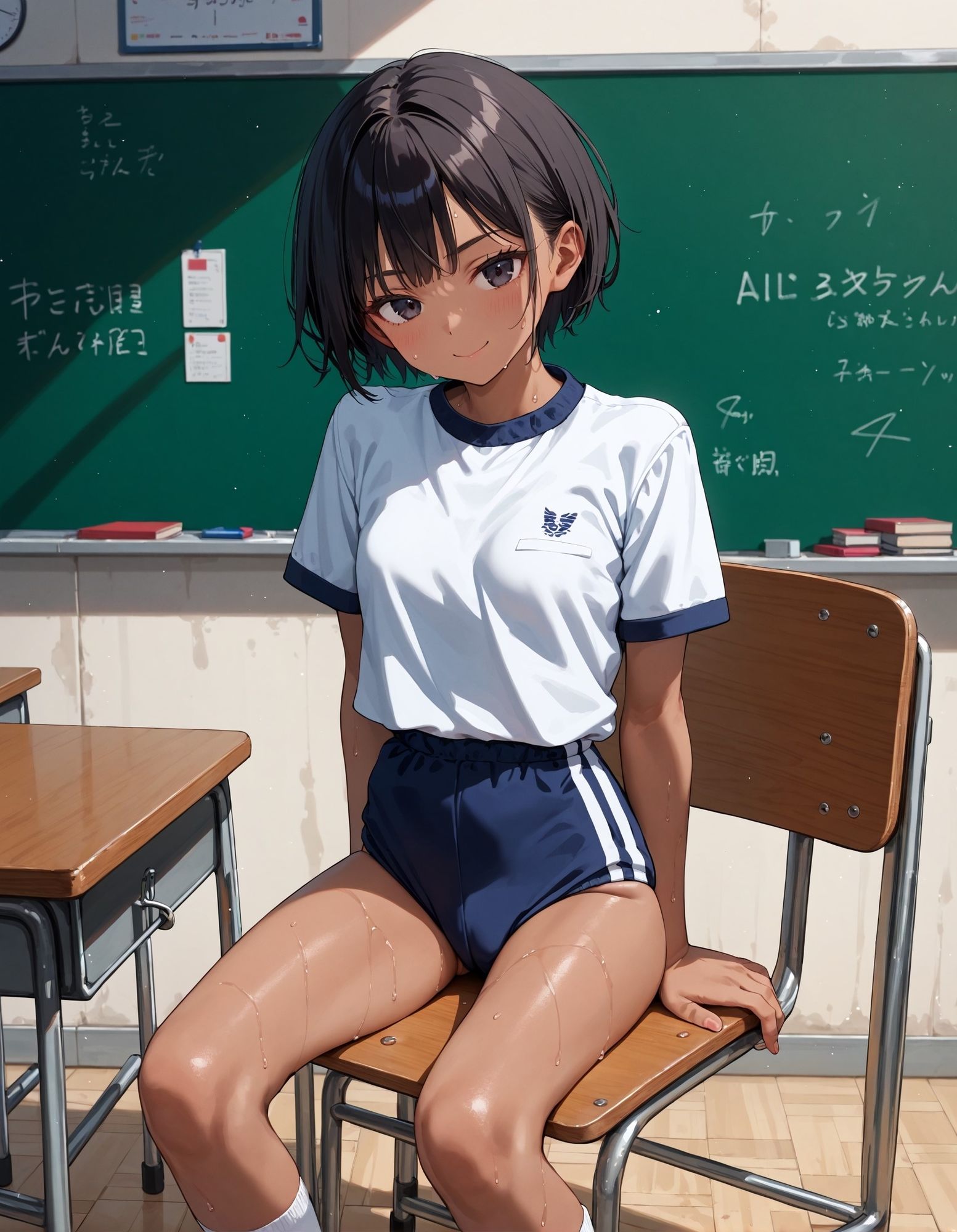 【超高画質】日焼けボーイッシュ彼女と学校で ただイチャイチャするだけCG集 作品数500枚 サンプル1ページ目
