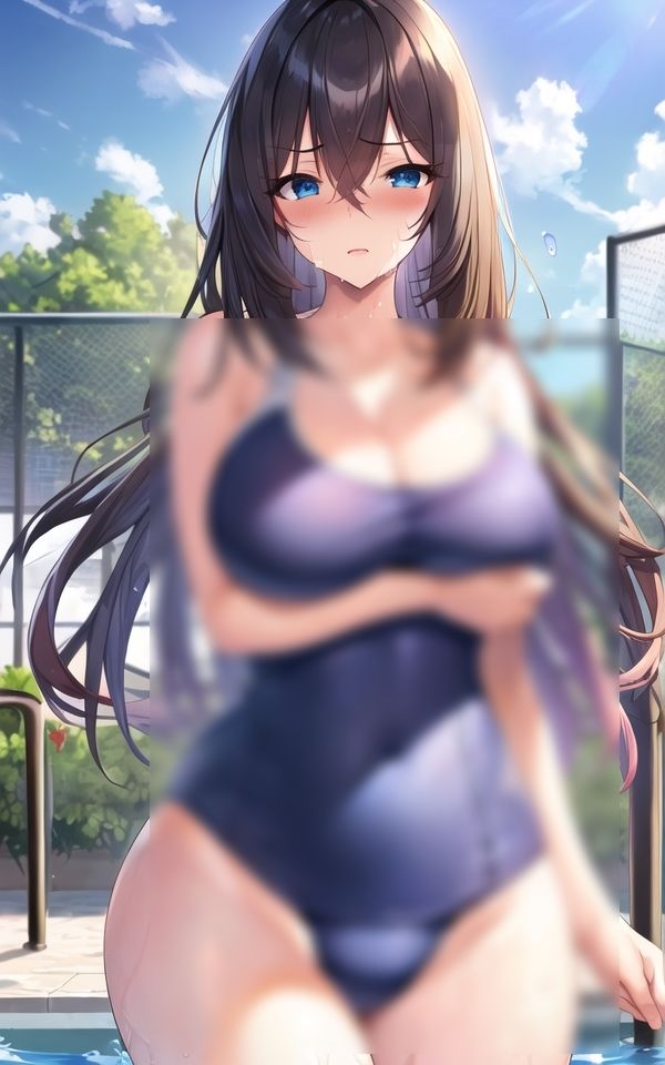 巨乳のモリマン少女にスク水着せてみた サンプル1ページ目