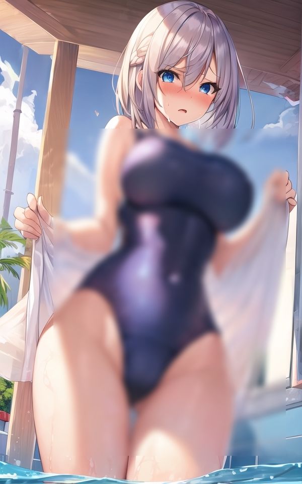 巨乳のモリマン少女にスク水着せてみた サンプル3ページ目