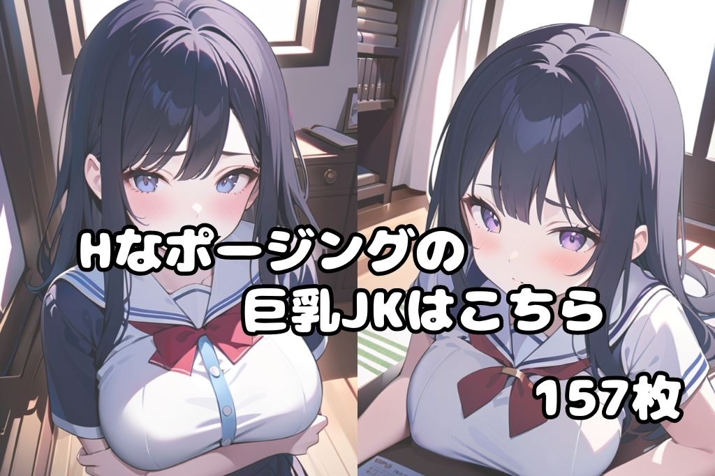色んなポーズの巨乳女子校生 サンプル1ページ目