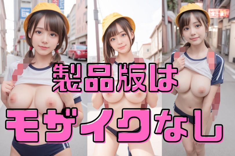 面積の〇さ過ぎるエロ体操服とラ〇ドセル着用で野外露出撮影をする巨乳コスプレイヤー サンプル1ページ目