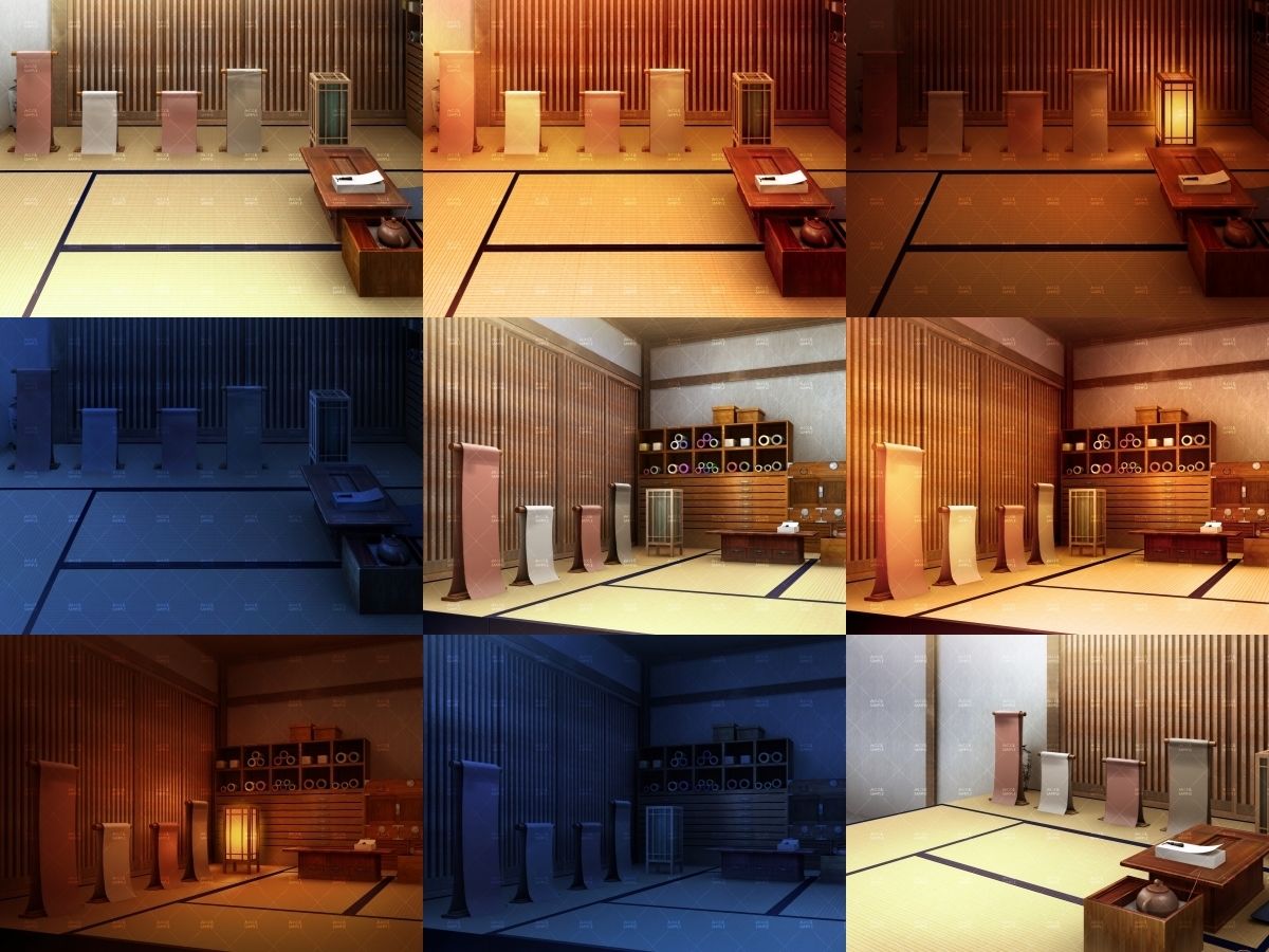 みにくる背景CG素材集『江戸編』part01ブーストパック（質屋・長屋・呉服屋・執務室） サンプル1ページ目