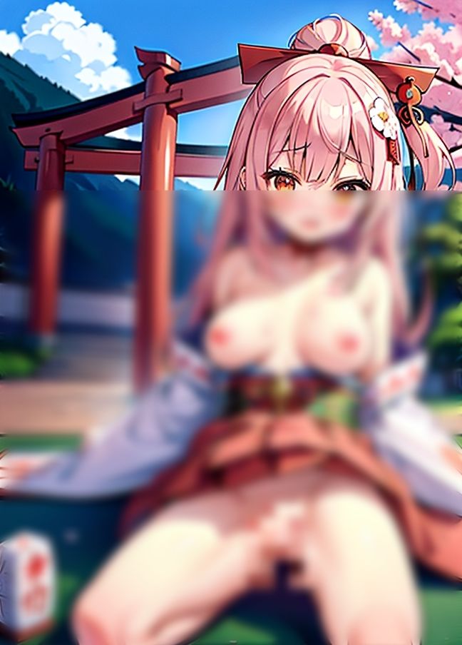 神の前で堂々露出！おまん●巫女「えっちなことを神の前でも恥じないで！おちん●出して」 サンプル1ページ目
