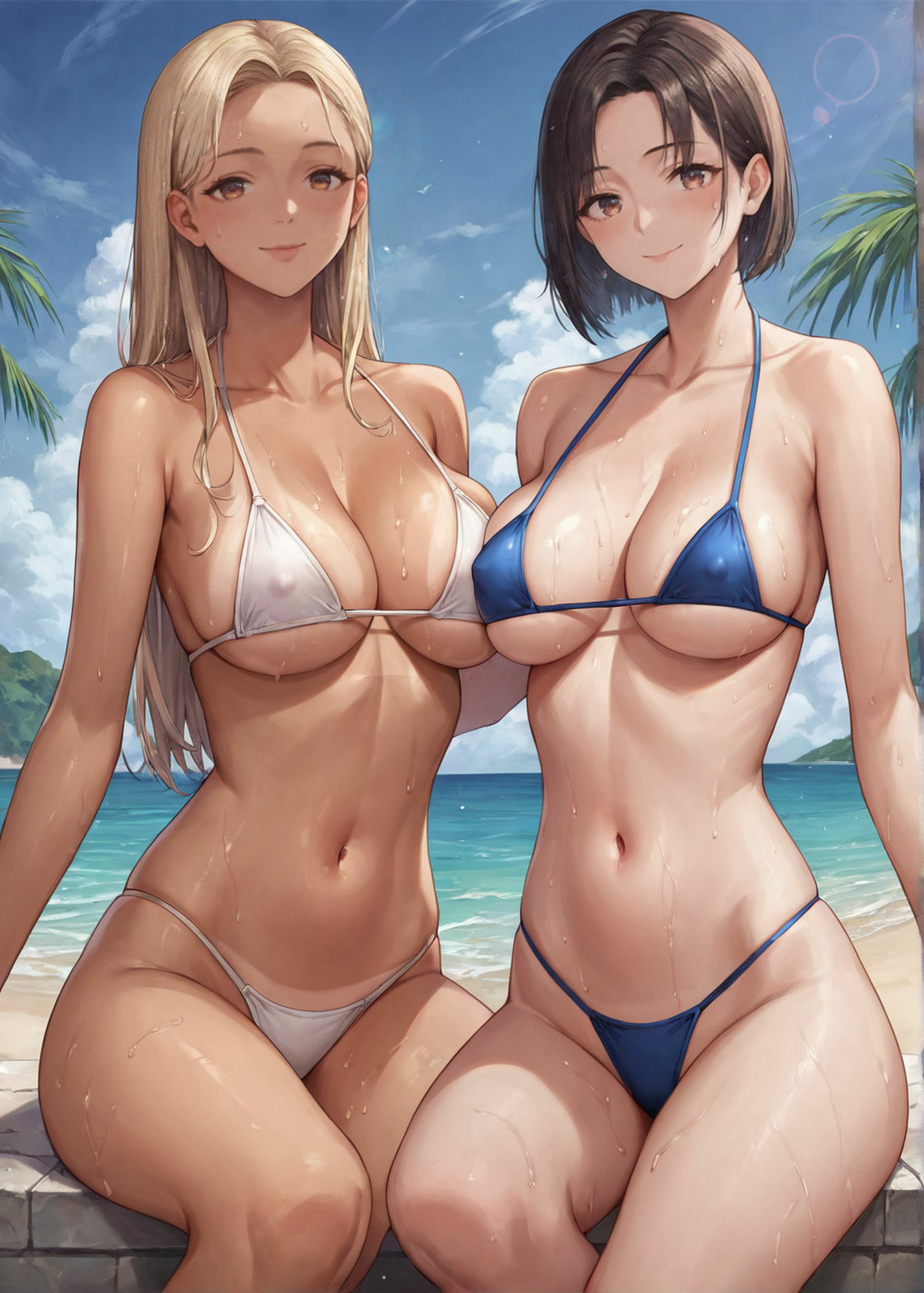 【4K HD 水着シリーズ】美乳・美女たちのおっぱい丸出し水着イラスト集 サンプル10ページ目