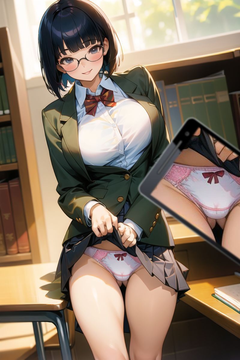 図書委員で文学少女の寺西さんに駄目元でパンツ見せてと頼んだら意外にもOKだった件。 サンプル1ページ目