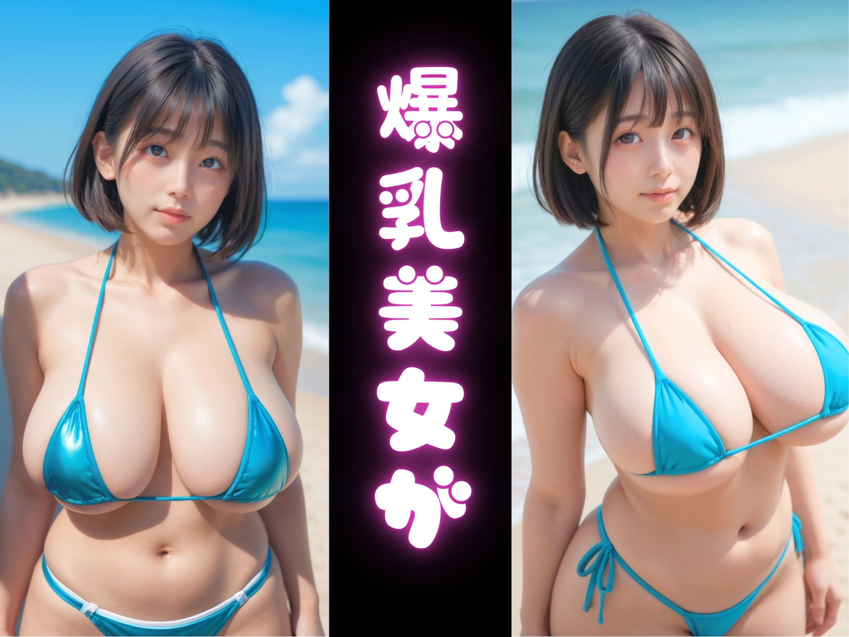 爆乳マイクロビキニ美女がビーチで中出し後に「くぱぁ」176連発 サンプル1ページ目