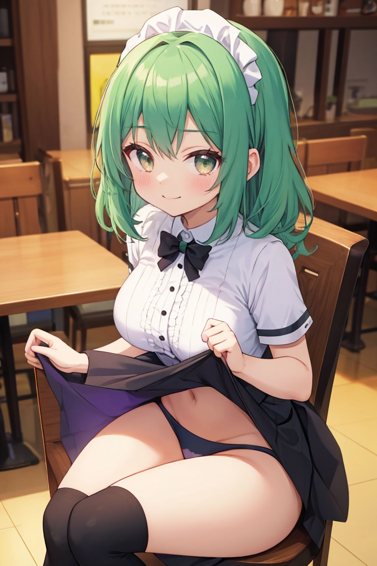 おパンツ拝見イラスト集 〜ウェイトレスさんに『日替わりランチPセット（パンチラセット）』を注文！編〜 サンプル2ページ目