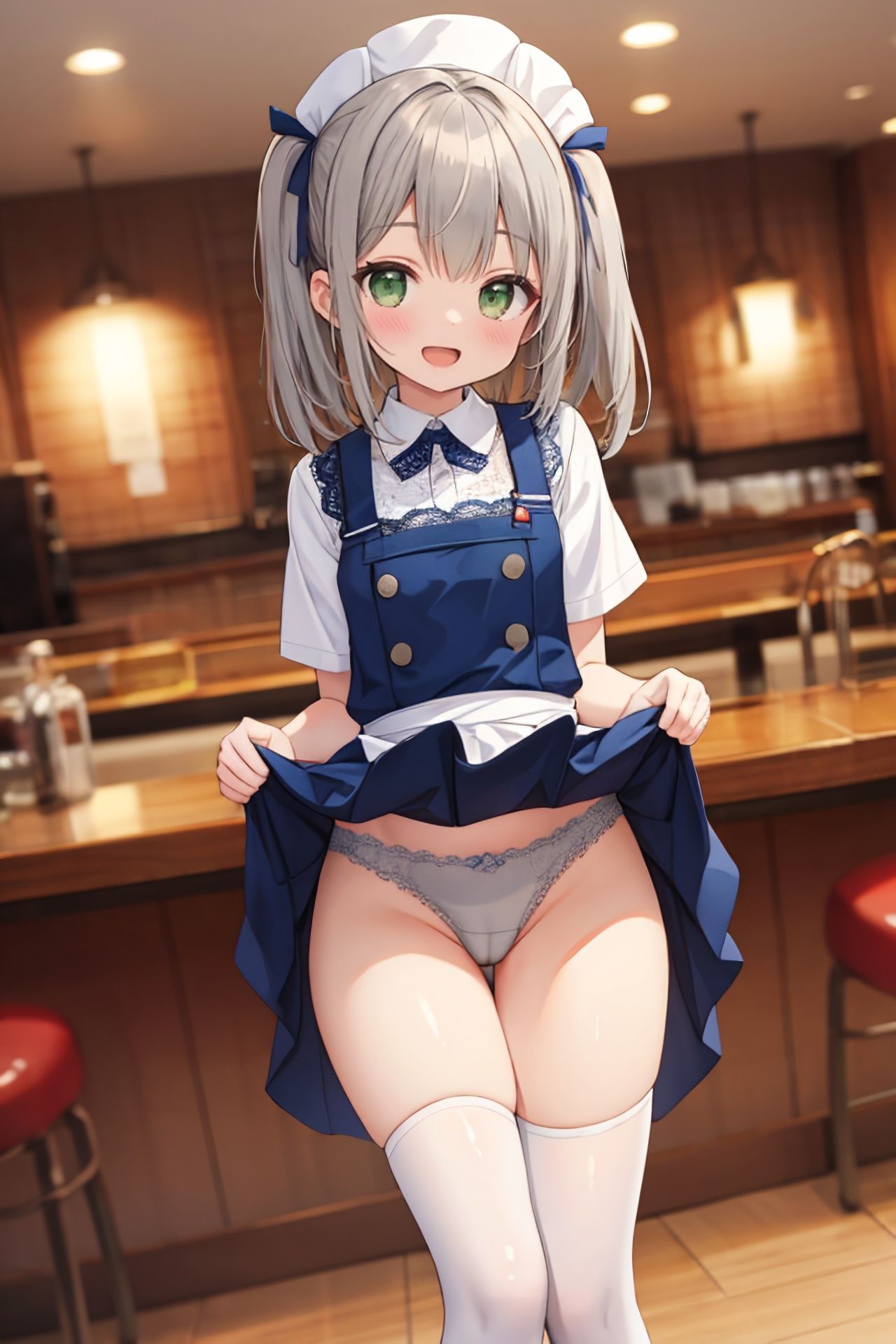 おパンツ拝見イラスト集 〜ウェイトレスさんに『日替わりランチPセット（パンチラセット）』を注文！編〜 サンプル3ページ目