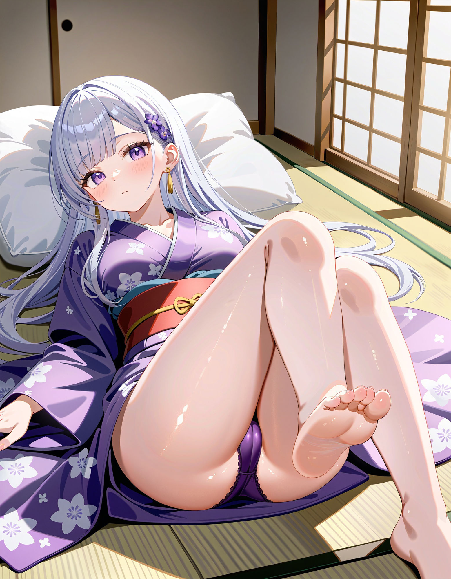 浴衣で寝そべりパンチラ サンプル1ページ目