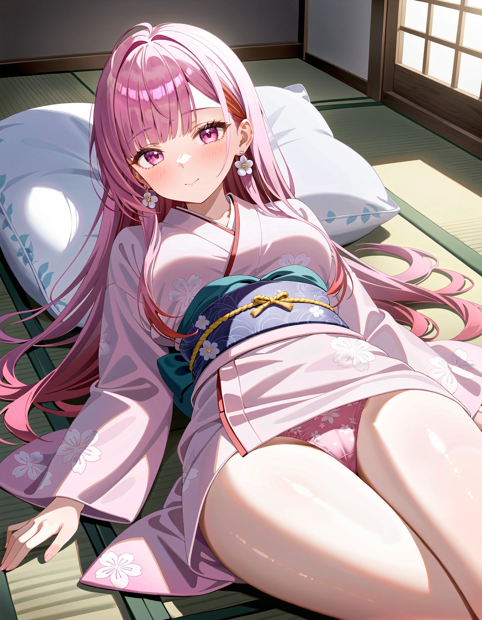 浴衣で寝そべりパンチラ サンプル2ページ目