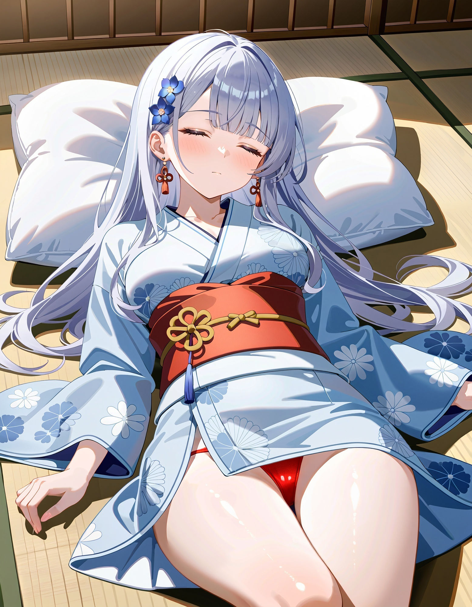浴衣で寝そべりパンチラ サンプル4ページ目