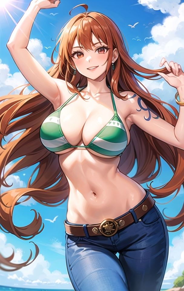 「お願いはやくイれて，，，」痴女な航海士の下のクチはお潮がとまらないっ！〜ワ◯ピースパロディCG集〜 サンプル4ページ目