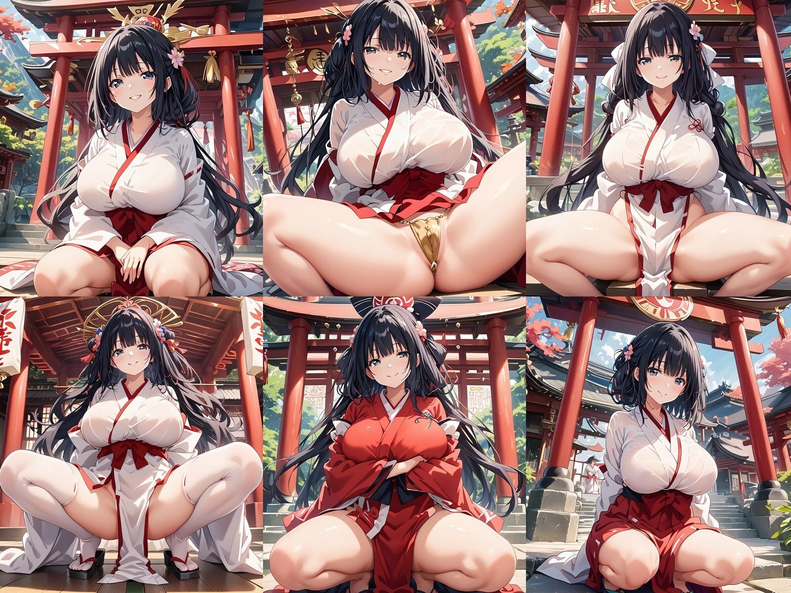 ドスケベな爆乳黒髪巫女がM字開脚で誘惑してくる件 サンプル1ページ目