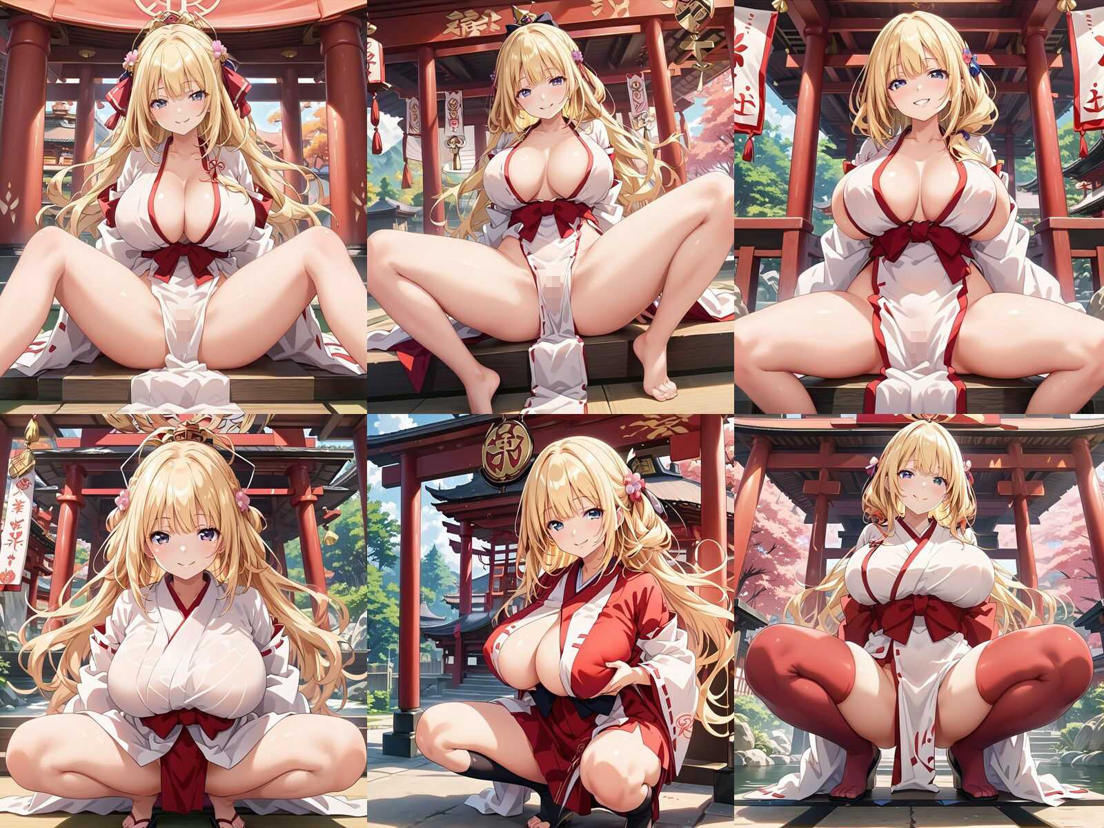 ドスケベな爆乳金髪巫女がM字開脚で誘惑してくる件 サンプル1ページ目