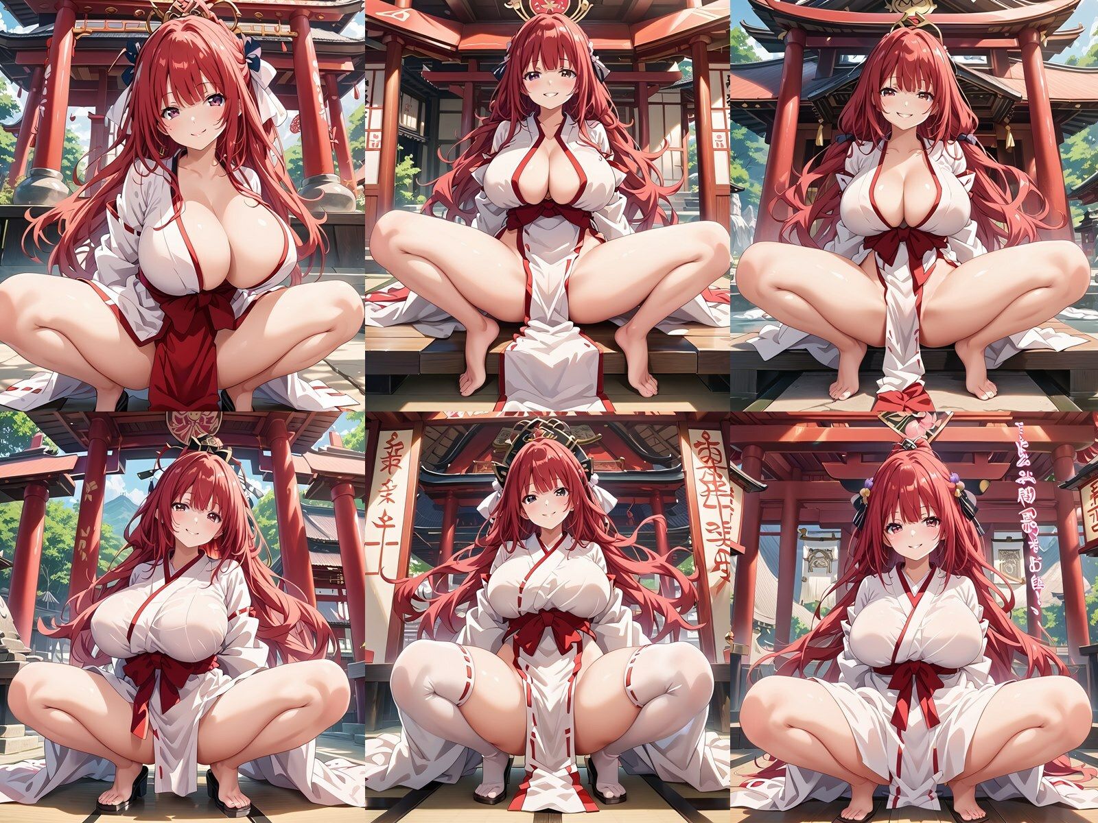 ドスケベな爆乳赤髪巫女がM字開脚で誘惑してくる件 サンプル1ページ目