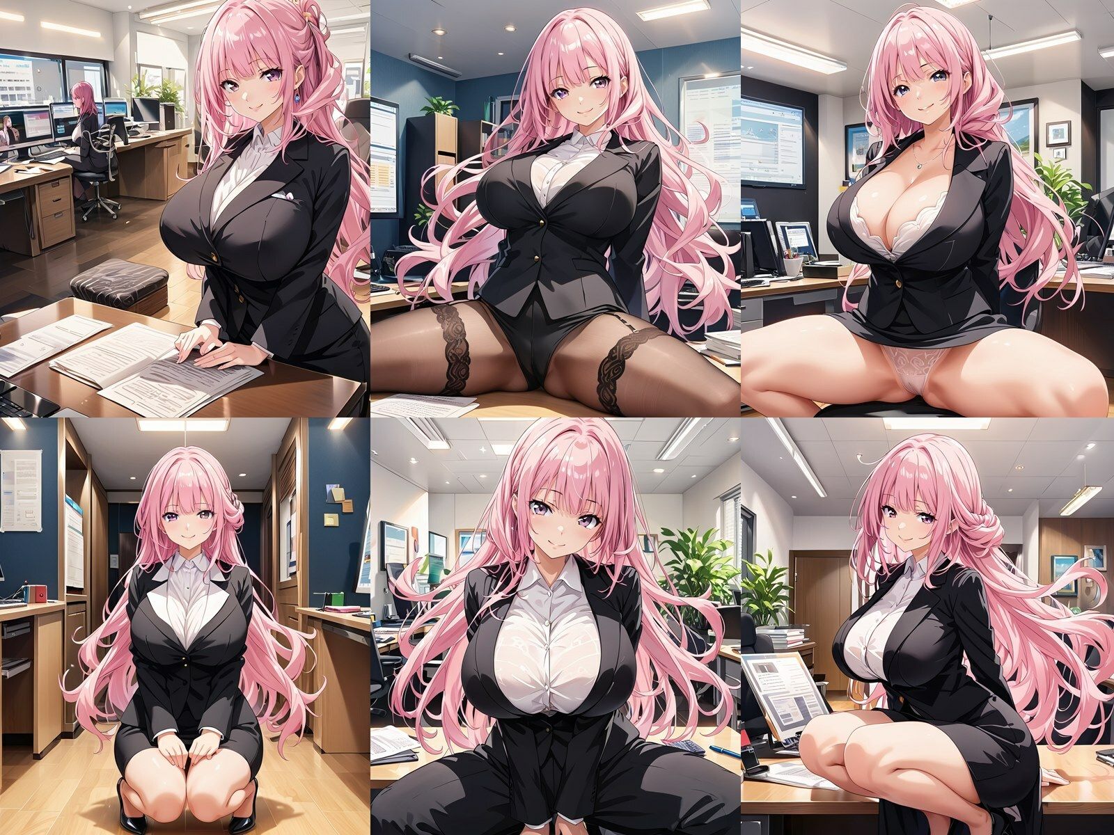 ドスケベな爆乳ピンク髪OLお姉さんがM字開脚で誘惑してくる件 サンプル1ページ目