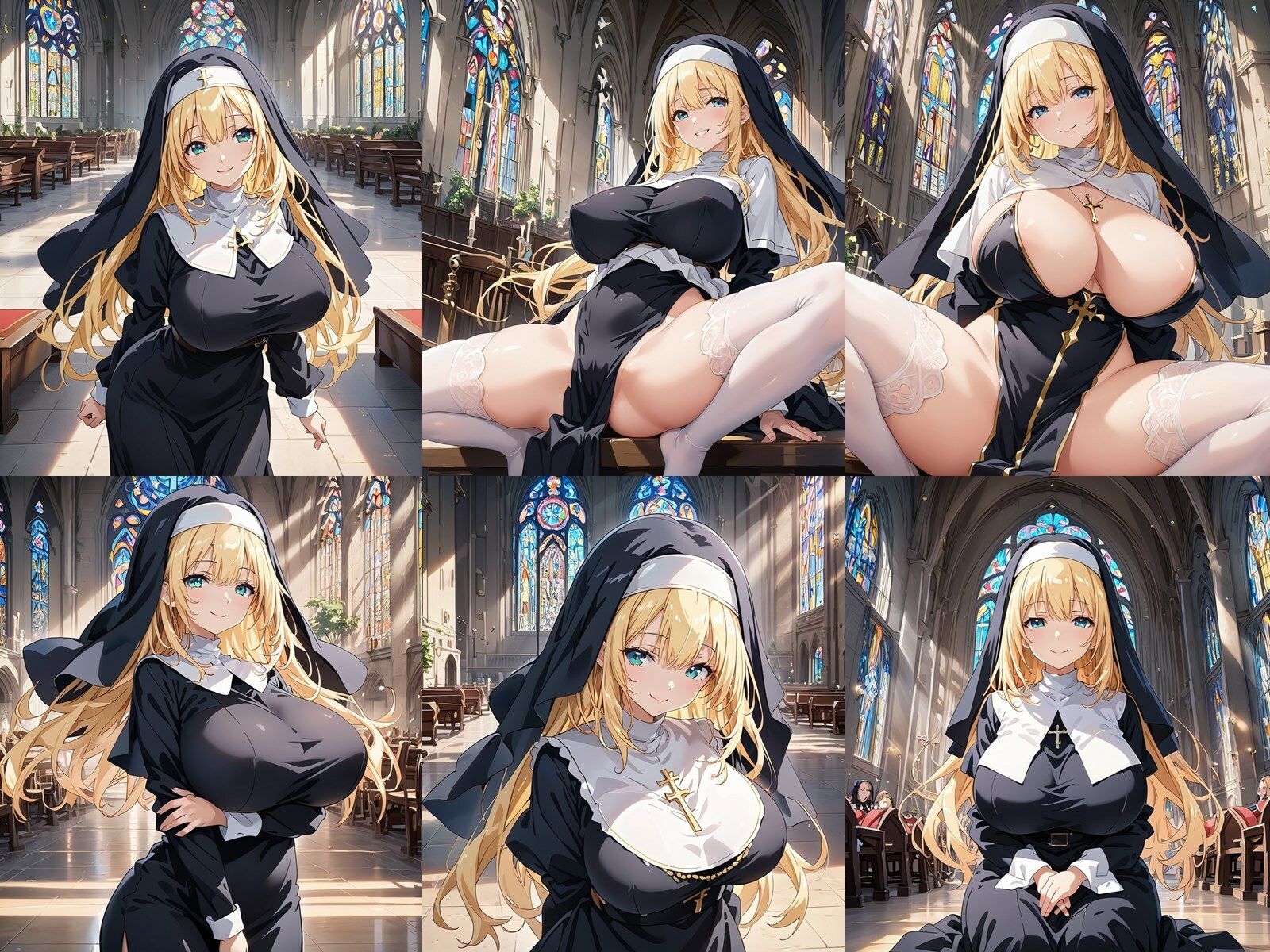 ドスケベな爆乳金髪シスターがM字開脚で誘惑してくる件 サンプル1ページ目