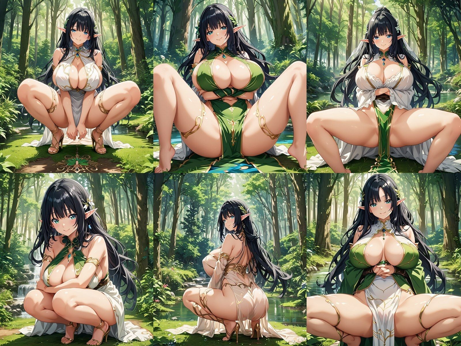 ドスケベな爆乳黒髪エルフがM字開脚で誘惑してくる件 サンプル1ページ目